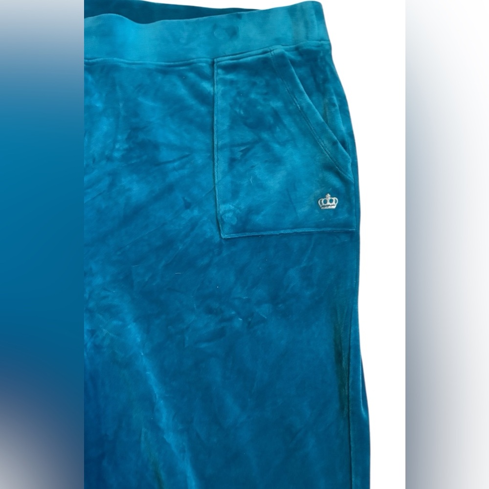 Juicy Couture Y2K Velour Track Pants Blue Turquoise XXL Lounge Cozy - Picture 6 of 7